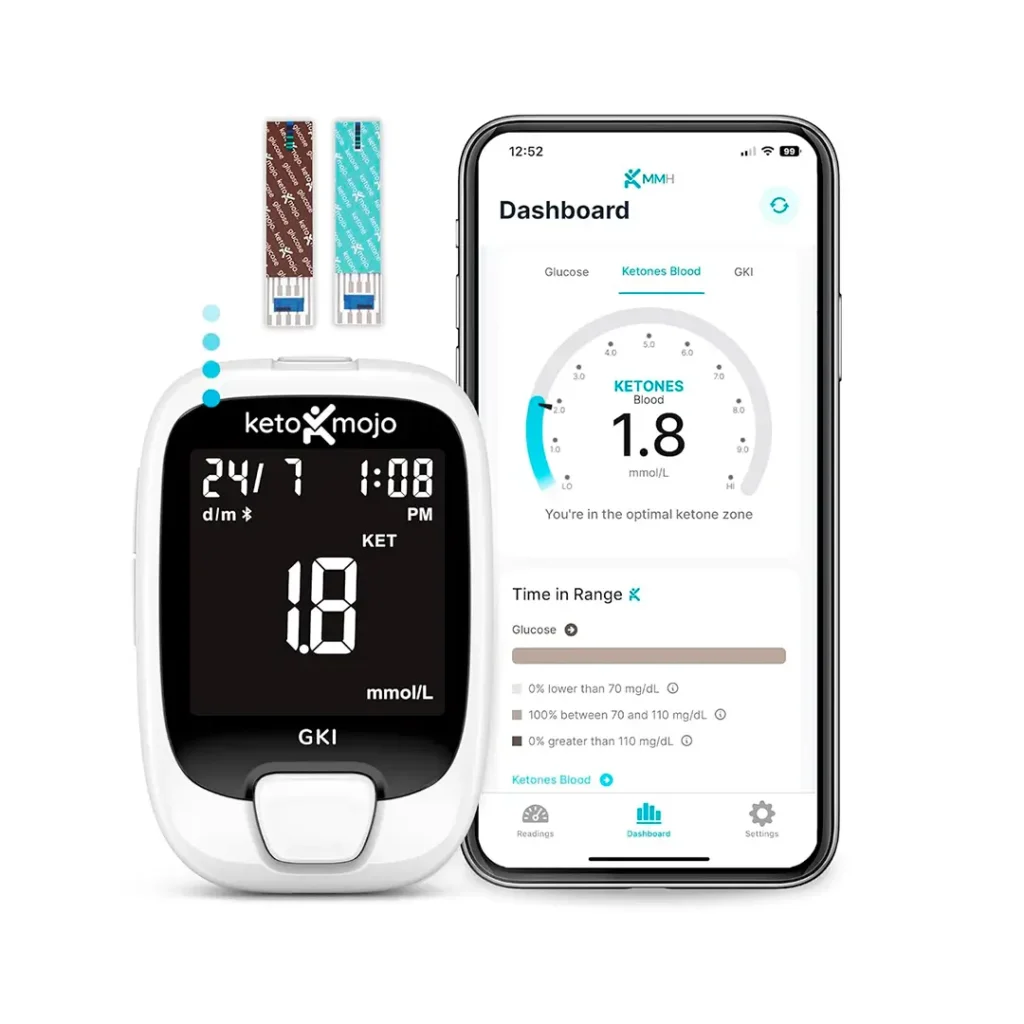 Kit KETO-MOJO GKI con prueba de glucosa y cetonas Bluetooth y aplicación gratuita